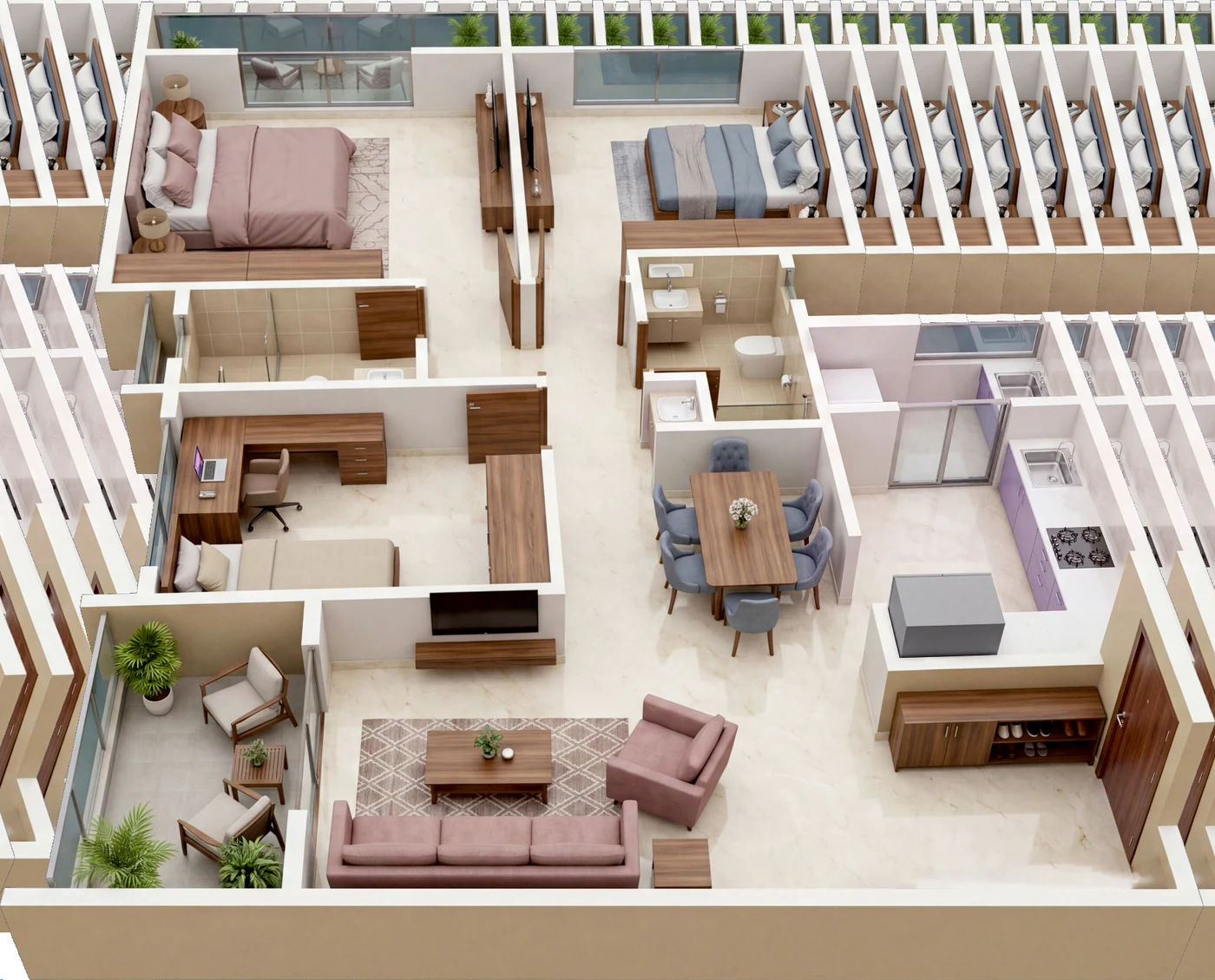 The Titan Tower Undri 2 BHK Floor Plan Layout